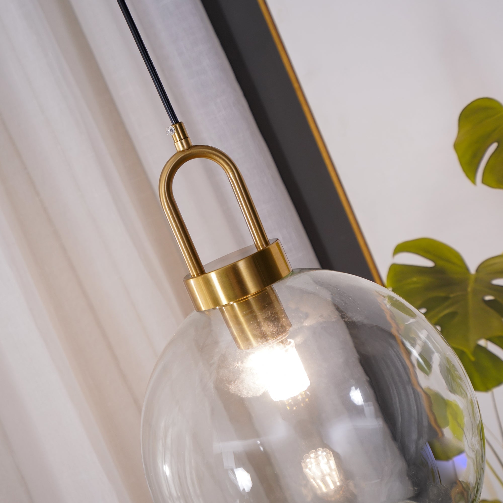 Modern Cylinder Glass Brass Pendant Light 1-Light