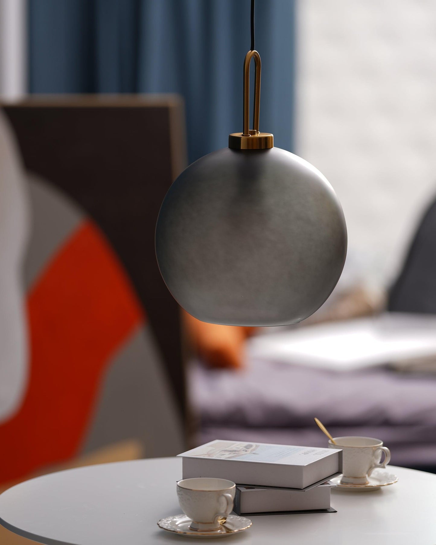 Modern Cylinder Glass Brass Pendant Light 1-Light