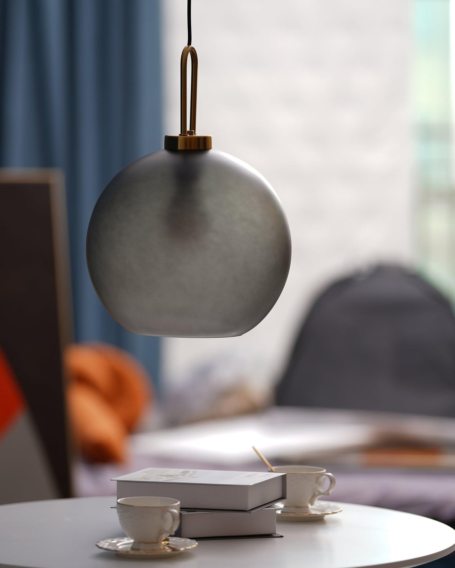 Modern Cylinder Glass Brass Pendant Light 1-Light