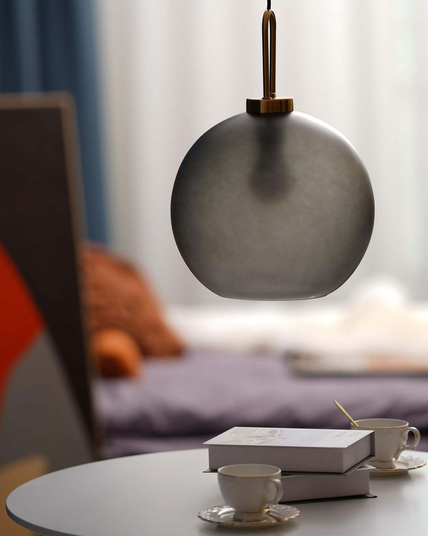 Modern Cylinder Glass Brass Pendant Light 1-Light