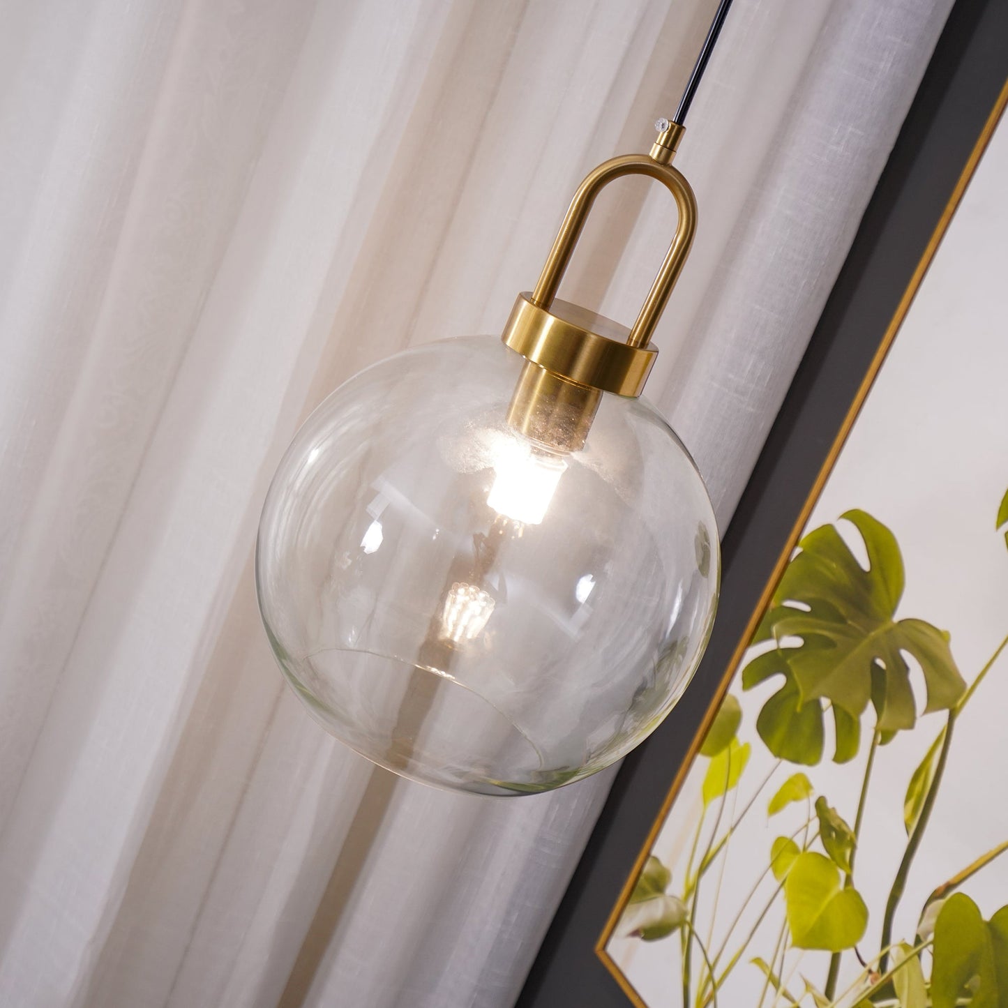 Modern Cylinder Glass Brass Pendant Light 1-Light
