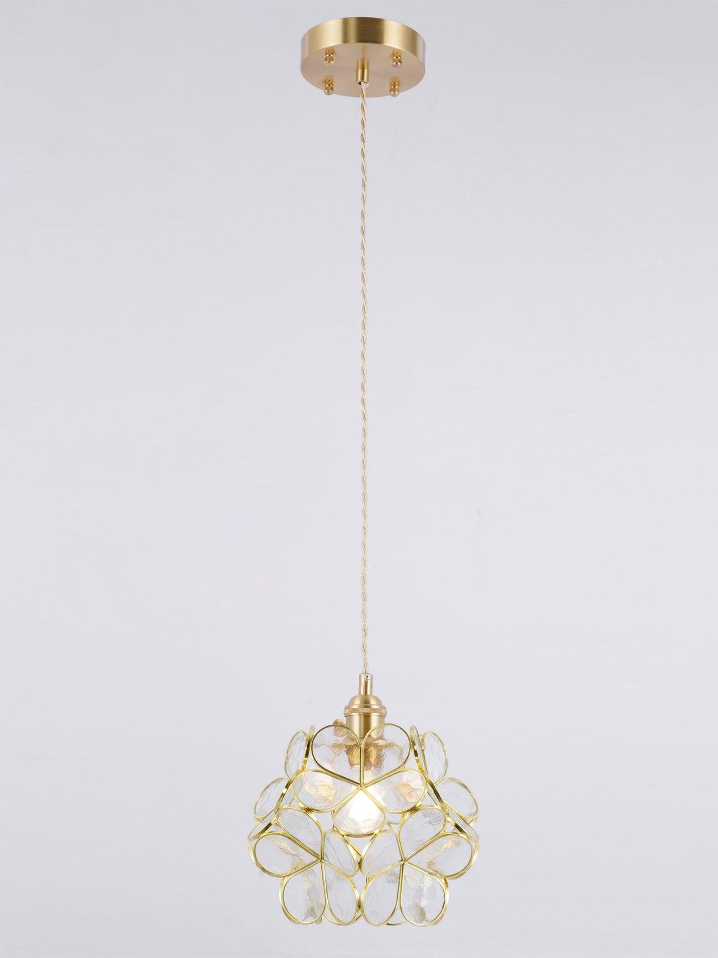 Vintage Brass Floral Glass Globe Pendant Light 1-Light