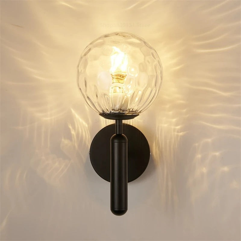 Nordic Brass Glass Globe Wall Sconce LED 1-Light