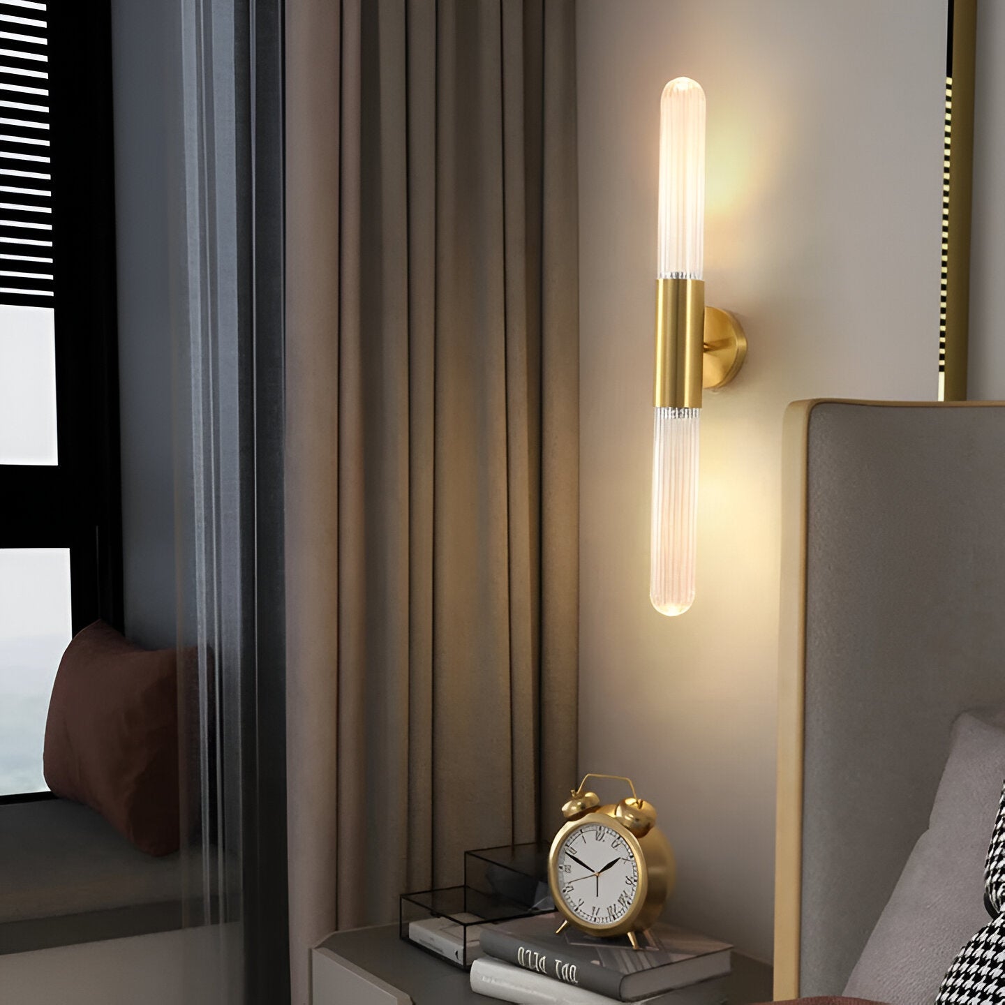 Nordic Water-Ripple Glass Brass Wall Sconce LED 1-Light