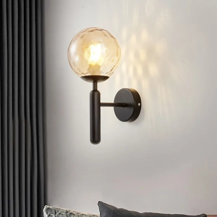 Nordic Brass Glass Globe Wall Sconce LED 1-Light