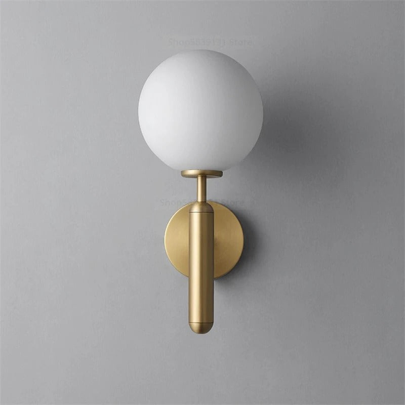 Nordic Brass Glass Globe Wall Sconce LED 1-Light