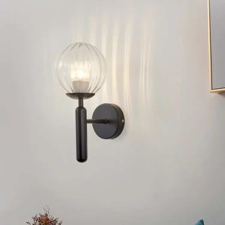 Nordic Brass Glass Globe Wall Sconce LED 1-Light