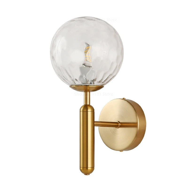 Nordic Brass Glass Globe Wall Sconce LED 1-Light