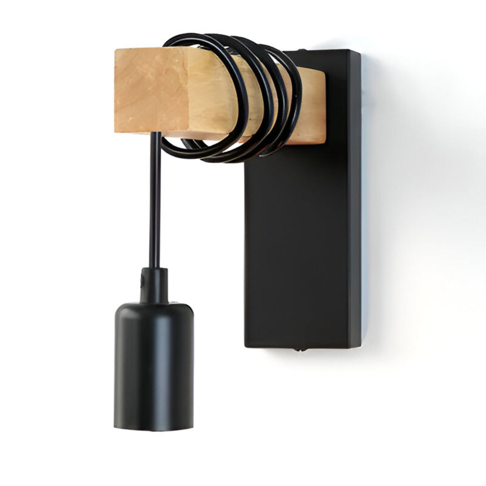 Applique da parete rustica a sospensione in legno LED 1 luce