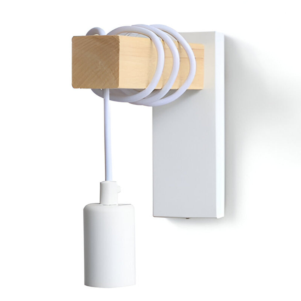 Applique da parete rustica a sospensione in legno LED 1 luce