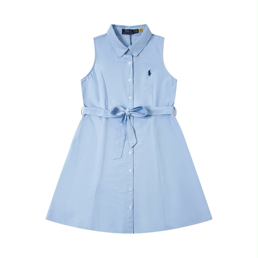 Ralph Lauren Oxford belted sleeveless shirtdress - blousedress