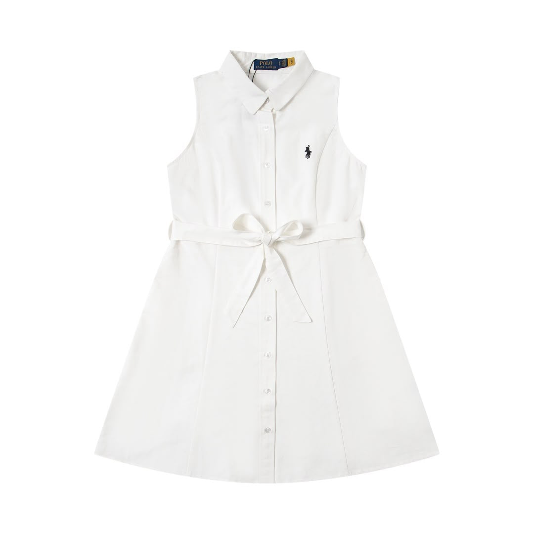 Ralph Lauren Oxford belted sleeveless shirtdress - blousedress