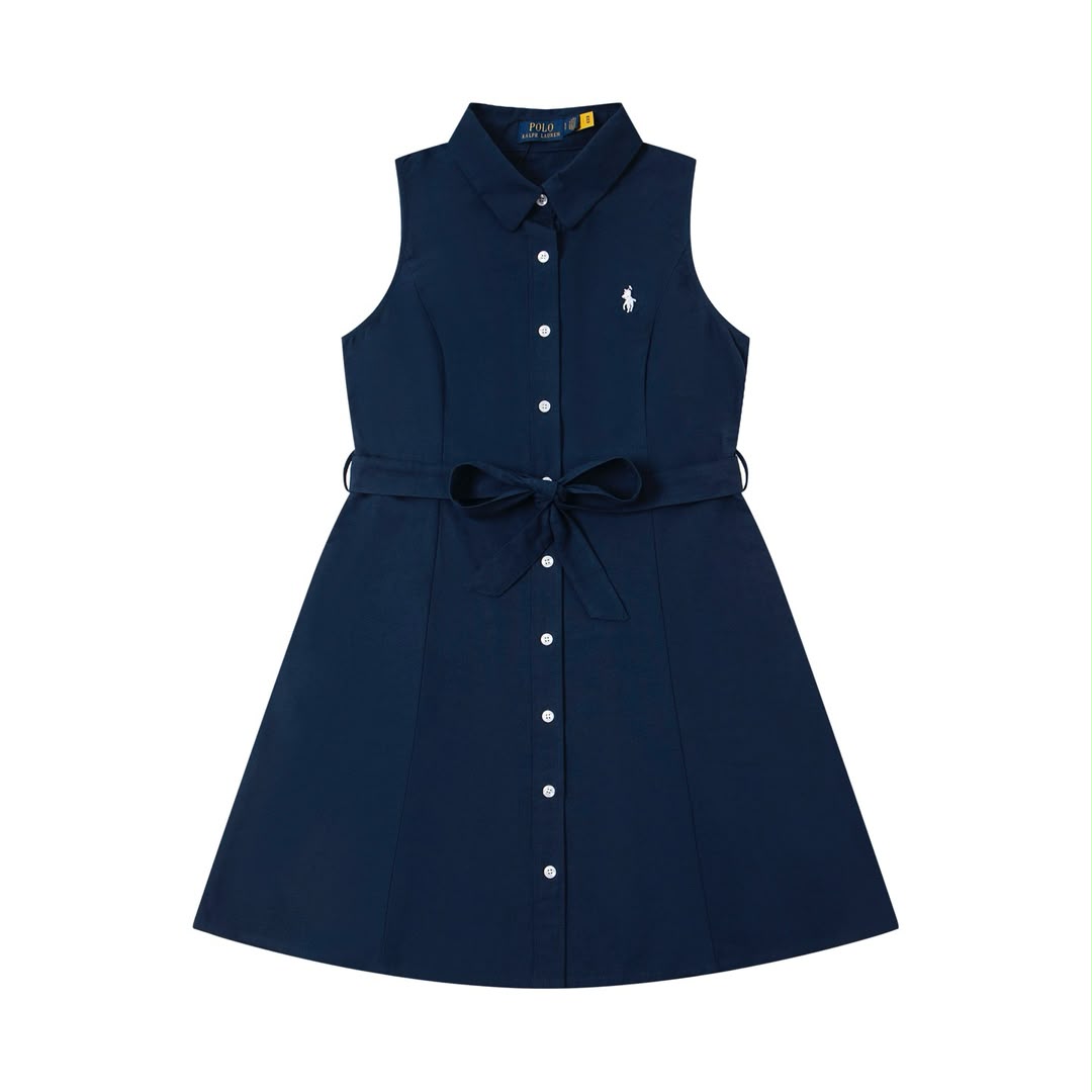 Ralph Lauren Oxford belted sleeveless shirtdress - blousedress