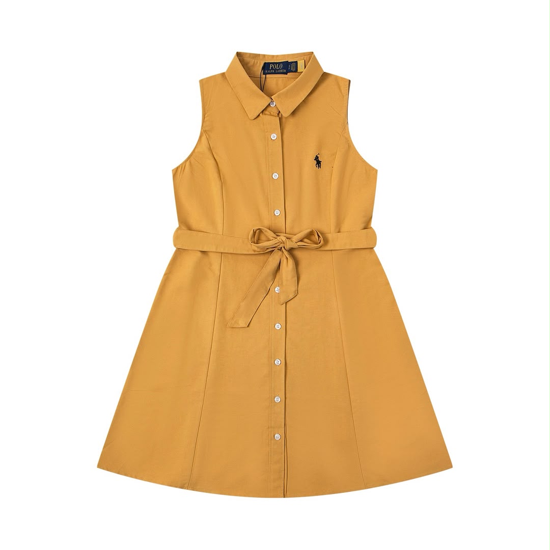 Ralph Lauren Oxford belted sleeveless shirtdress - blousedress