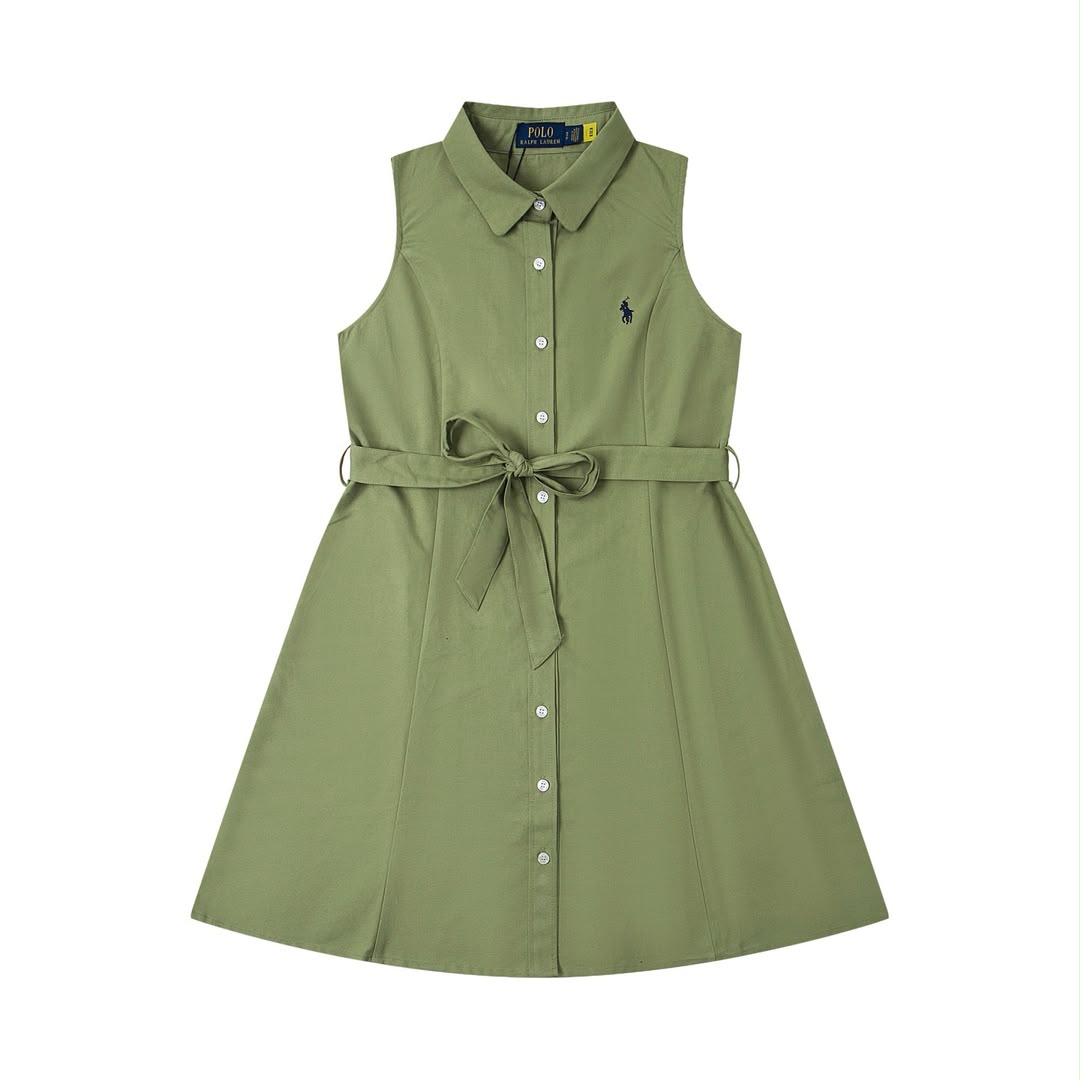 Ralph Lauren Oxford belted sleeveless shirtdress - blousedress