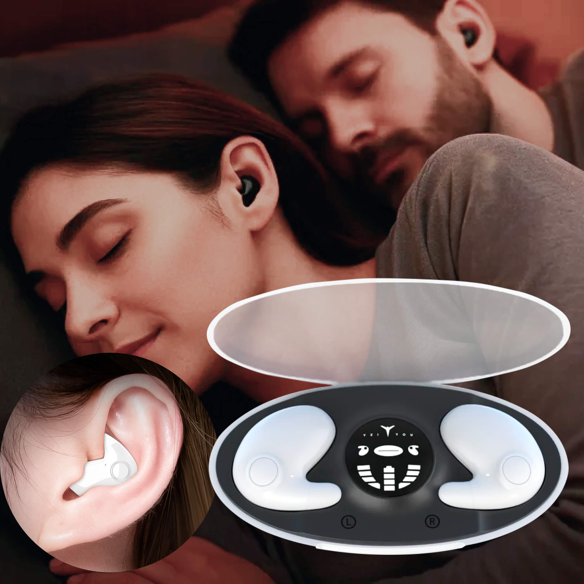 Auricolari invisibili wireless per dormire con cancellazione del rumore per chi dorme di lato