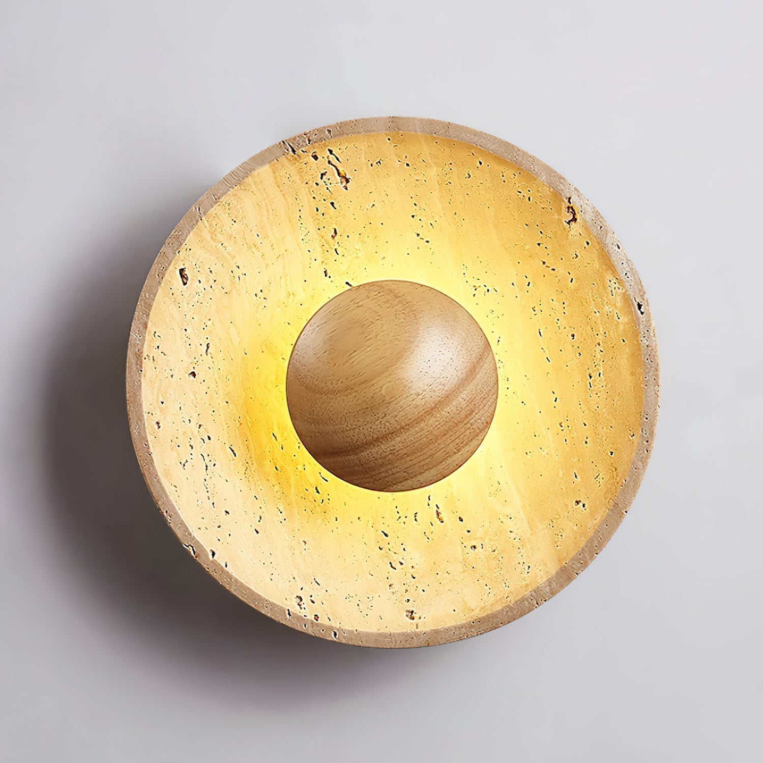 Applique da parete moderna Wabi Sabi in pietra di travertino rotonda LED 1 luce