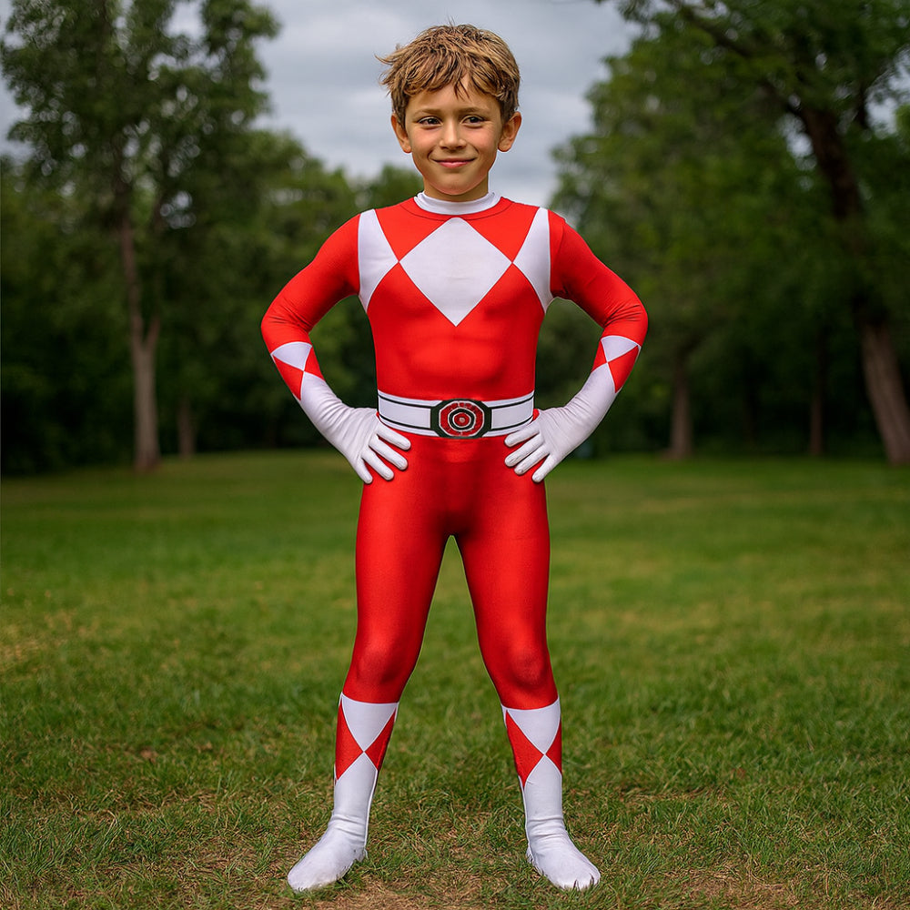 Children Cosplay Costume Jumpsuit with Mask - Ranger Style Superhero Outfit