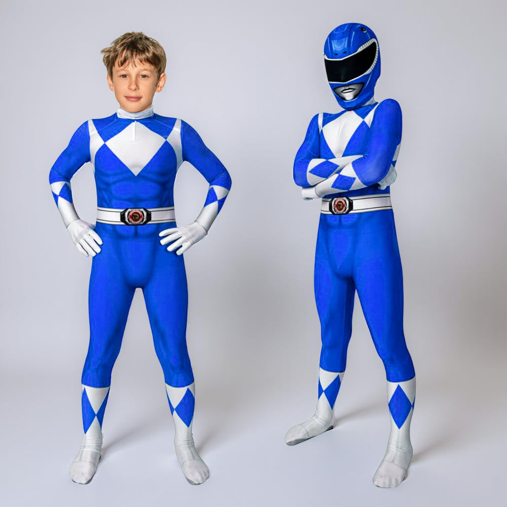 Children Cosplay Costume Jumpsuit with Mask - Ranger Style Superhero Outfit