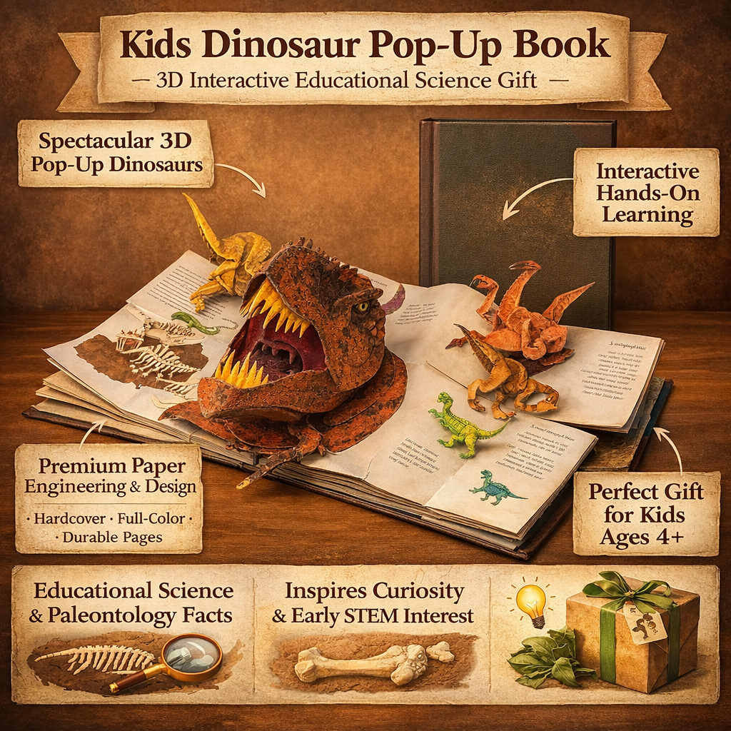 Children Dinosaur Pop-Up Book - 3D Interactive Educational Science Gift
