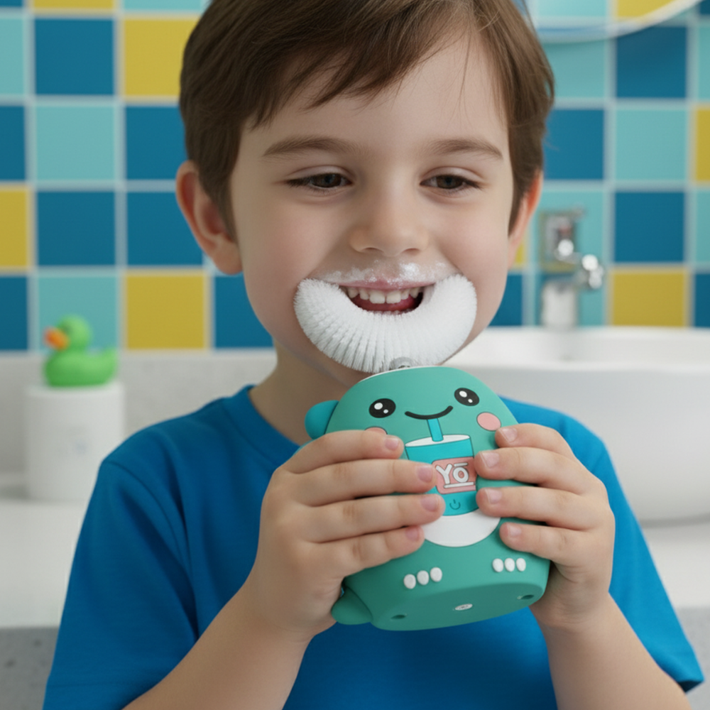 Children Electric Dinosaur Toothbrush U Shape Rechargeable Set