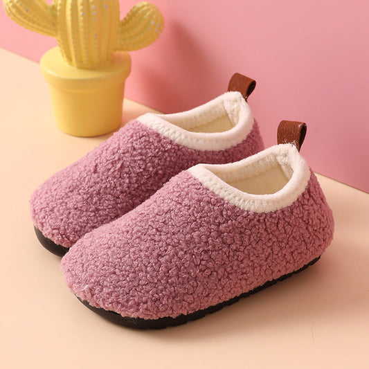Warm, Non-Slip Wool and Rubber Slippers for Kids - Cozy Indoor Footwear for Boys