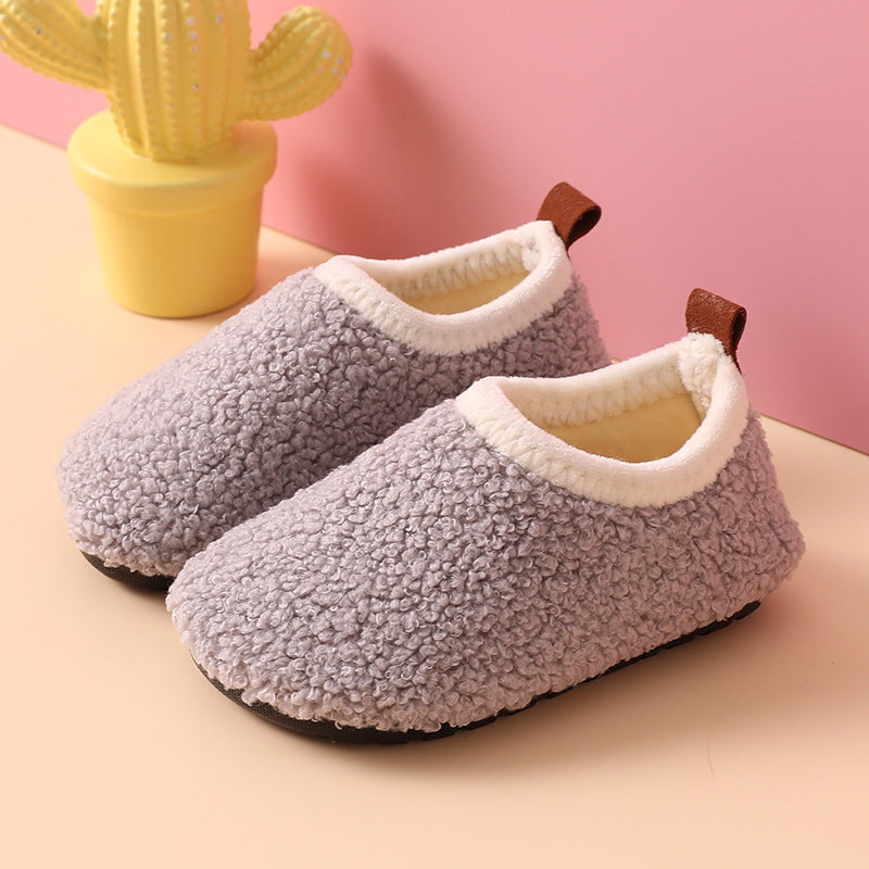 Warm, Non-Slip Wool and Rubber Slippers for Kids - Cozy Indoor Footwear for Boys