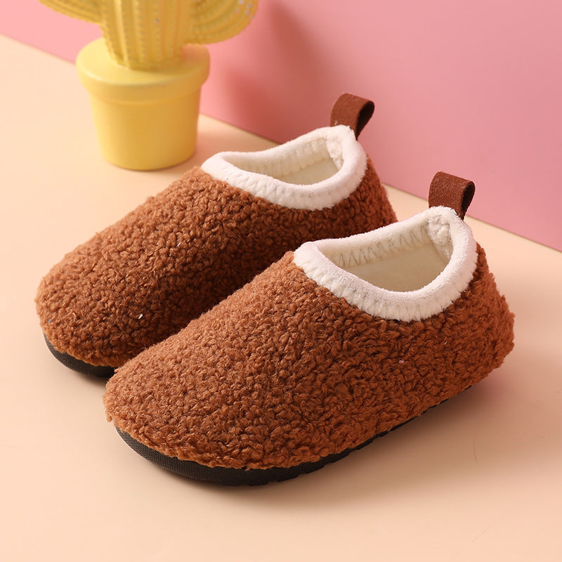 Warm, Non-Slip Wool and Rubber Slippers for Kids - Cozy Indoor Footwear for Boys