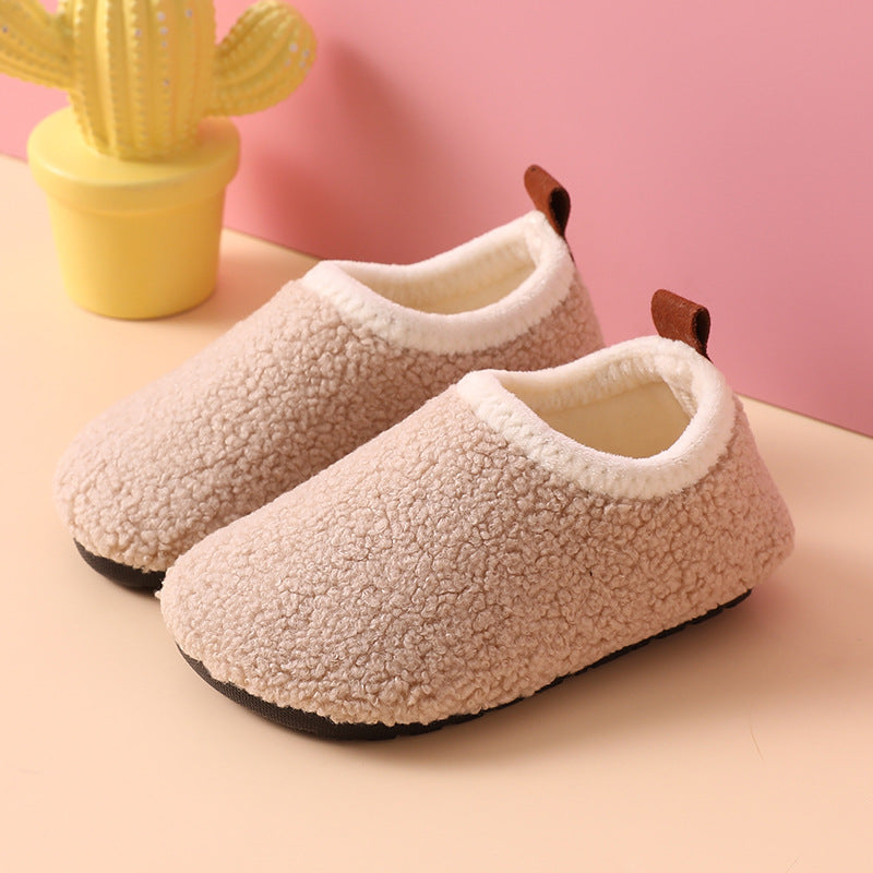 Warm, Non-Slip Wool and Rubber Slippers for Kids - Cozy Indoor Footwear for Boys