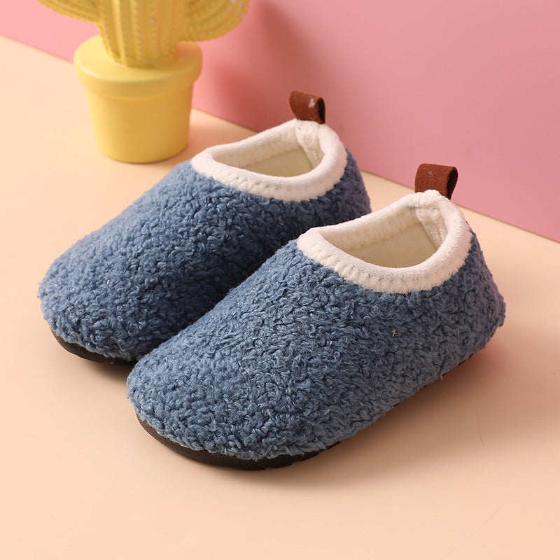Warm, Non-Slip Wool and Rubber Slippers for Kids - Cozy Indoor Footwear for Boys
