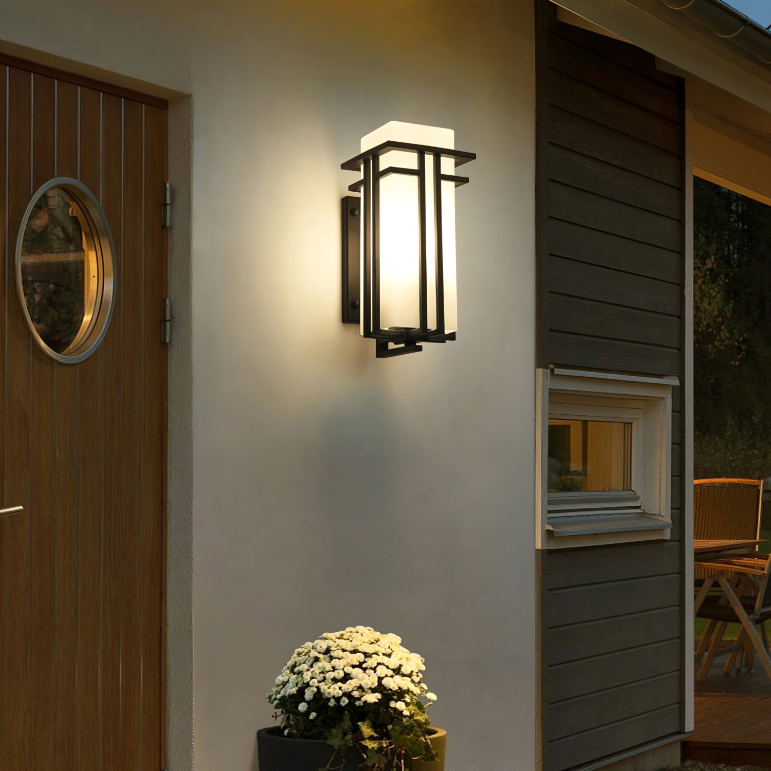 Lampada da parete industriale retrò in ferro e vetro per esterni LED 1 luce