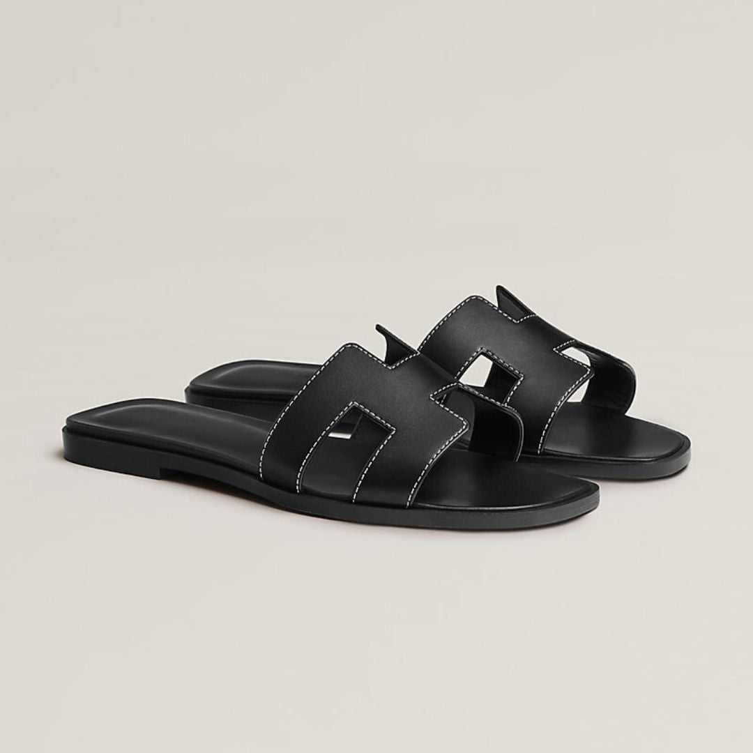 Timeless Leather Sandals | White Cut-Out Design With Wooden Sole