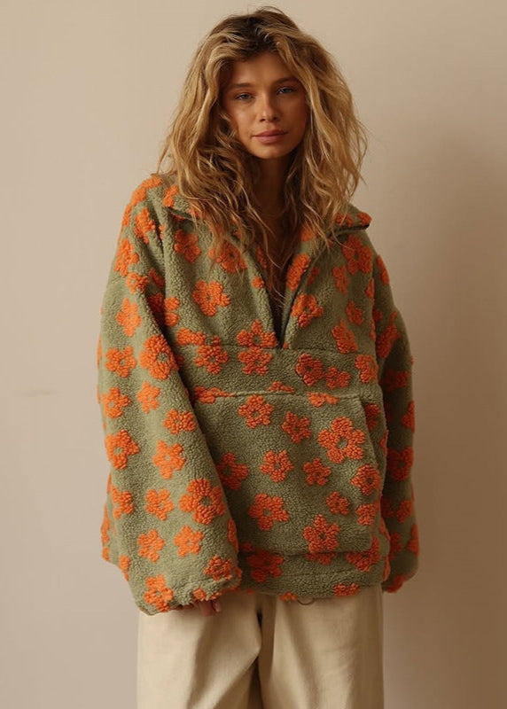 Cozy Floral Fleece Pullover