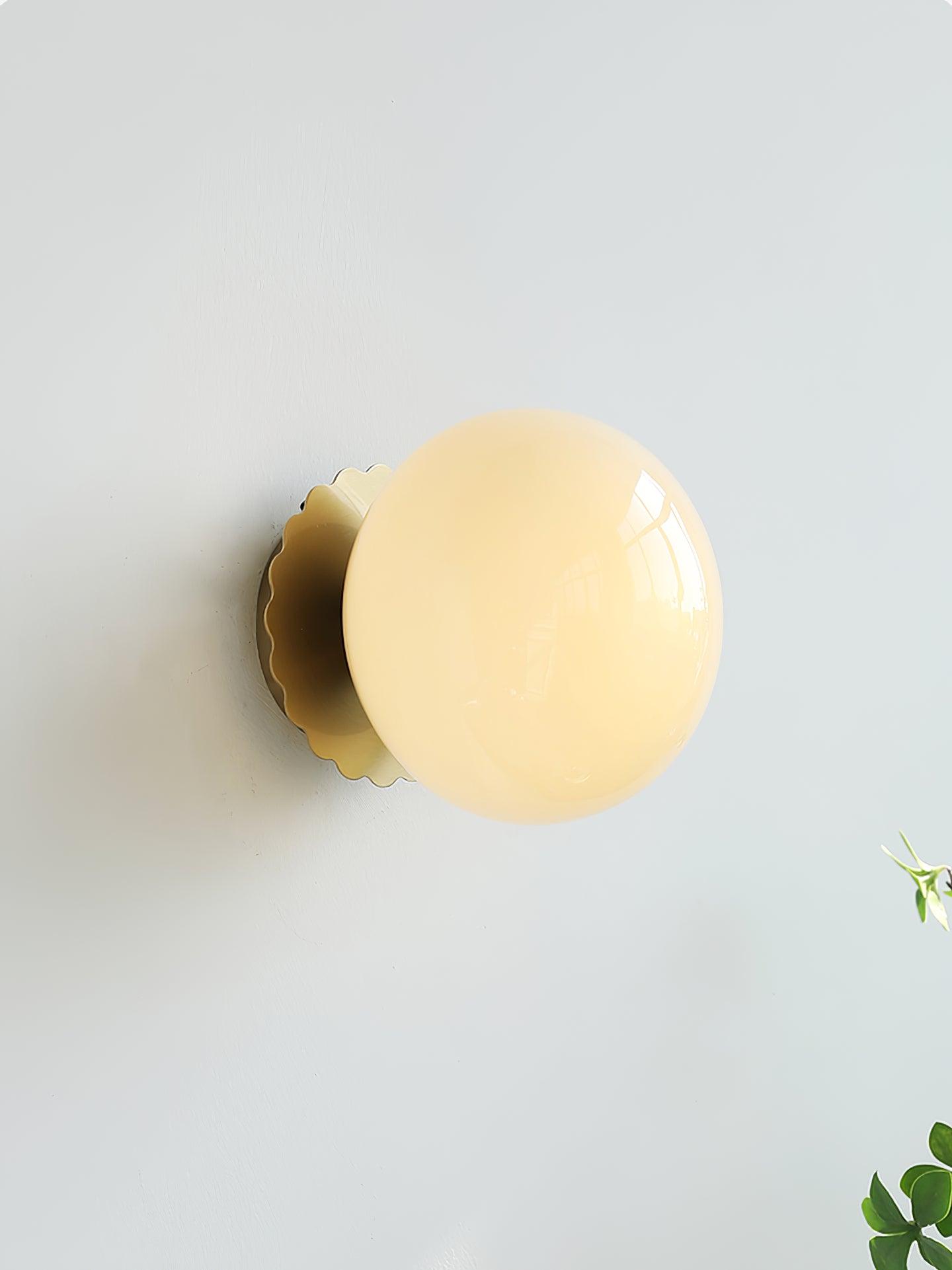 Vintage Brass Globe Glass Wall Sconce 1-Light