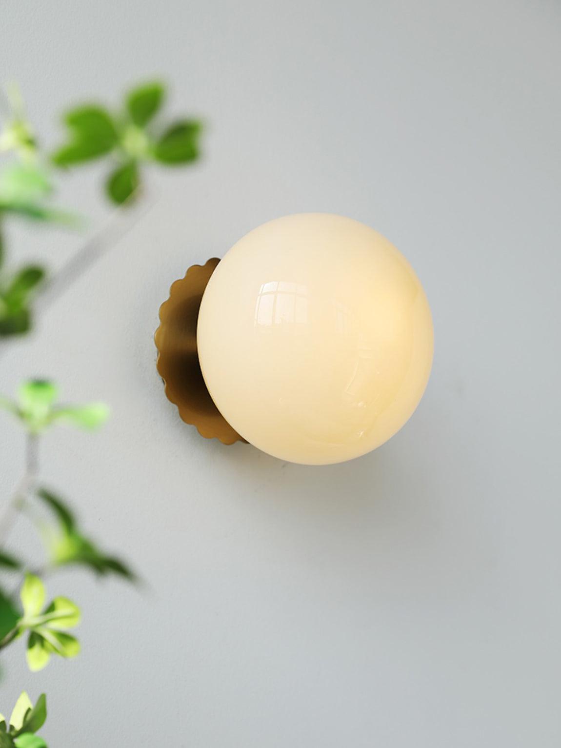 Vintage Brass Globe Glass Wall Sconce 1-Light