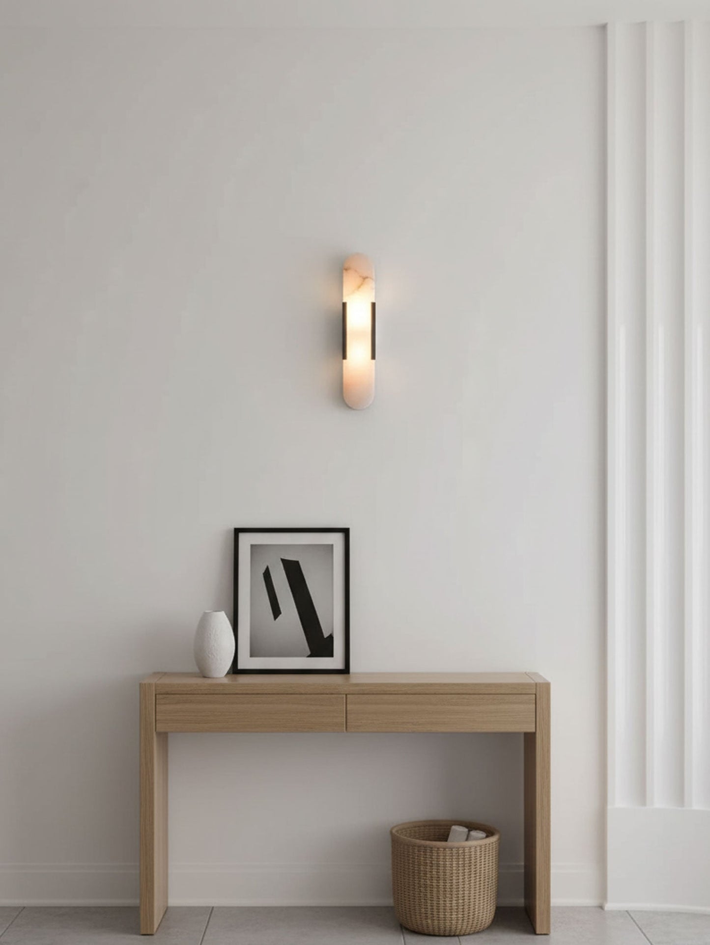 Modern Alabaster Elongated Marble LED Wall Sconce 2-Light