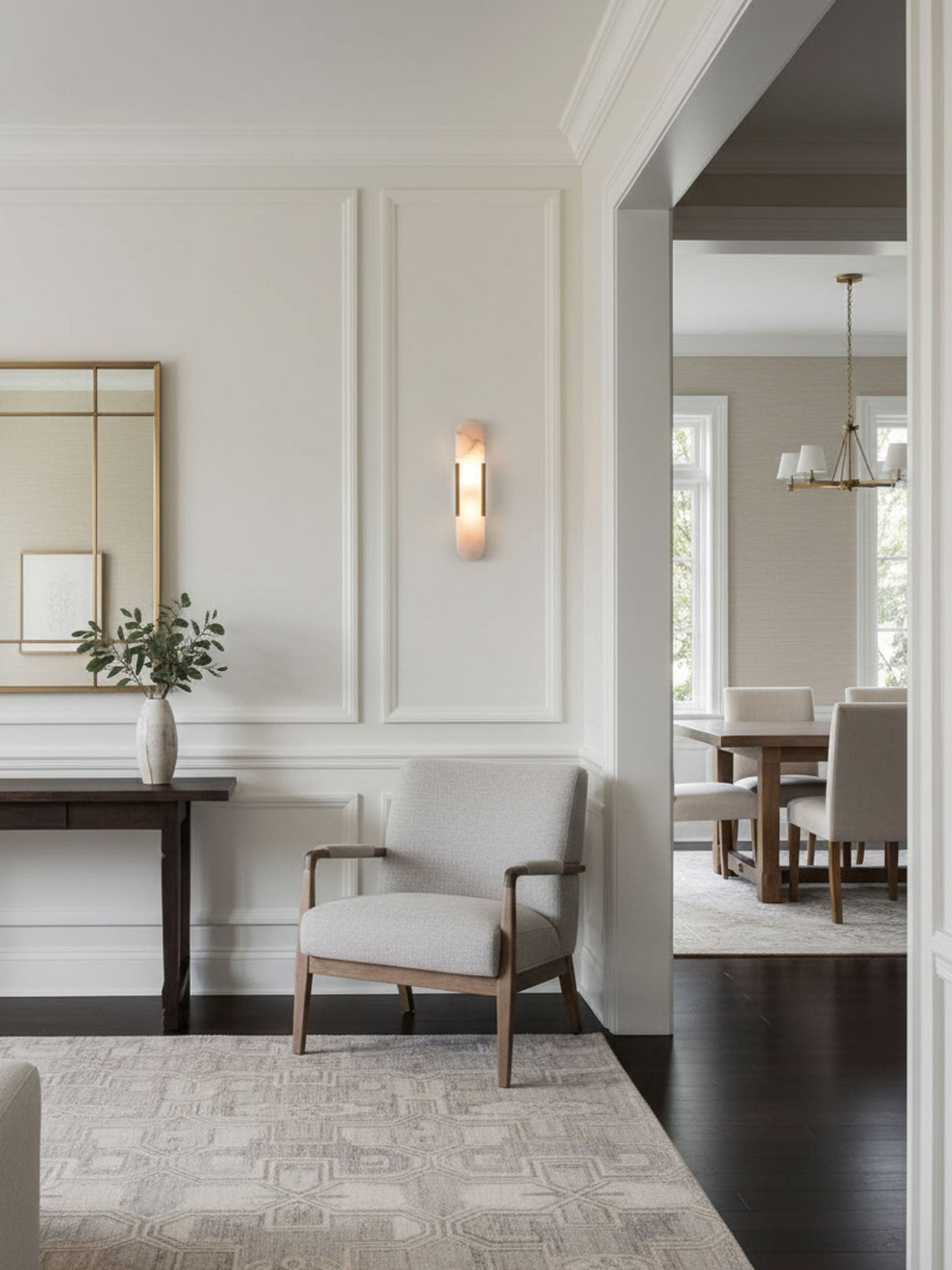 Modern Alabaster Elongated Marble LED Wall Sconce 2-Light