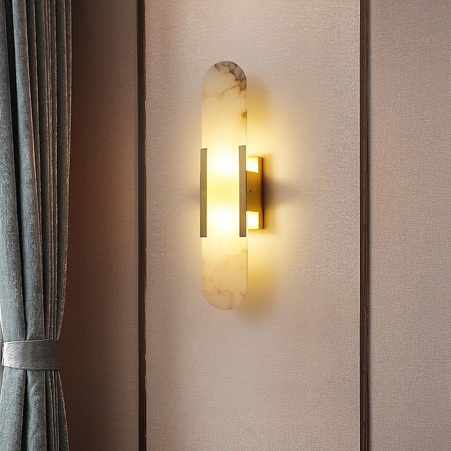 Modern Alabaster Elongated Marble LED Wall Sconce 2-Light