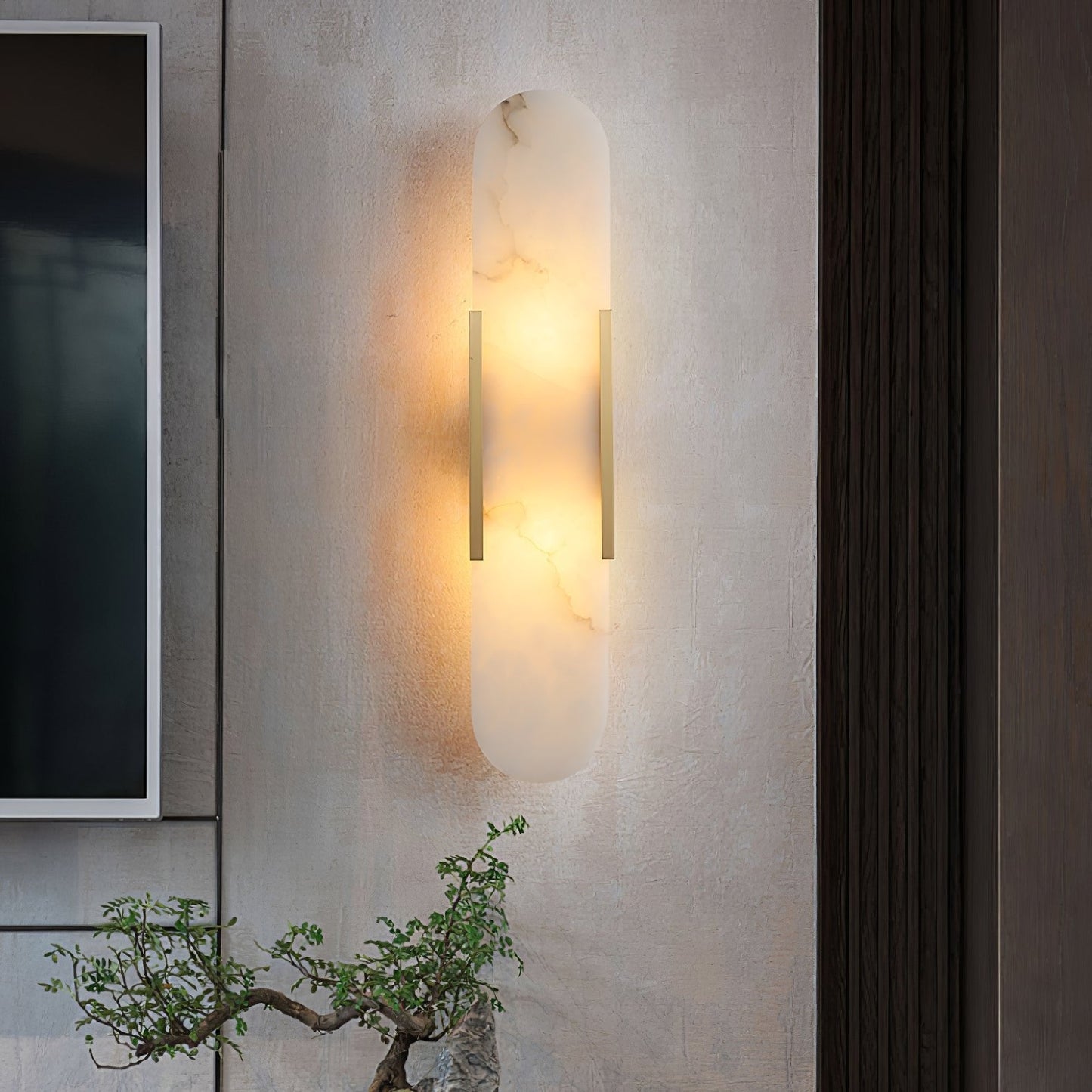 Modern Alabaster Elongated Marble LED Wall Sconce 2-Light