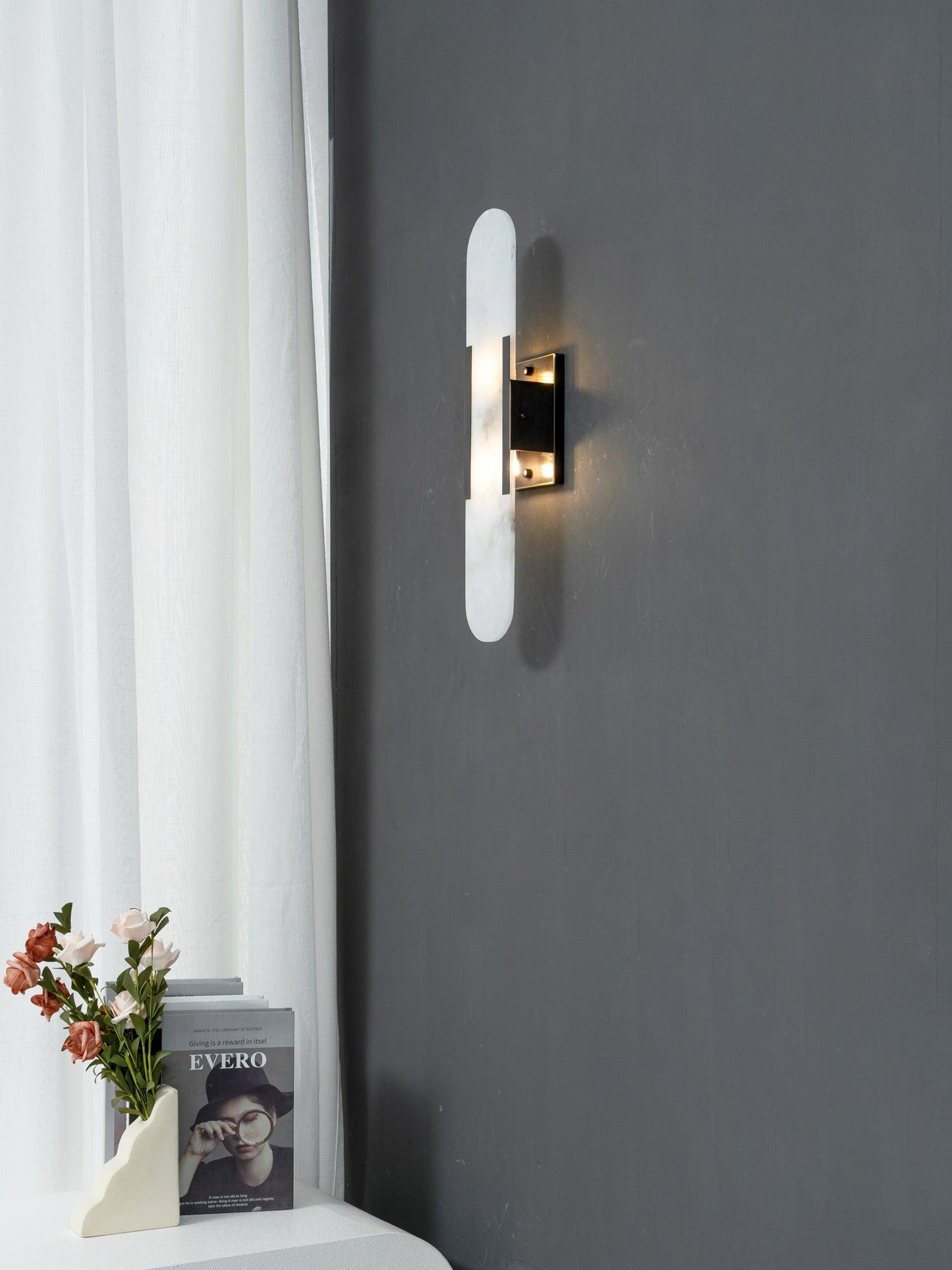 Modern Alabaster Elongated Marble LED Wall Sconce 2-Light