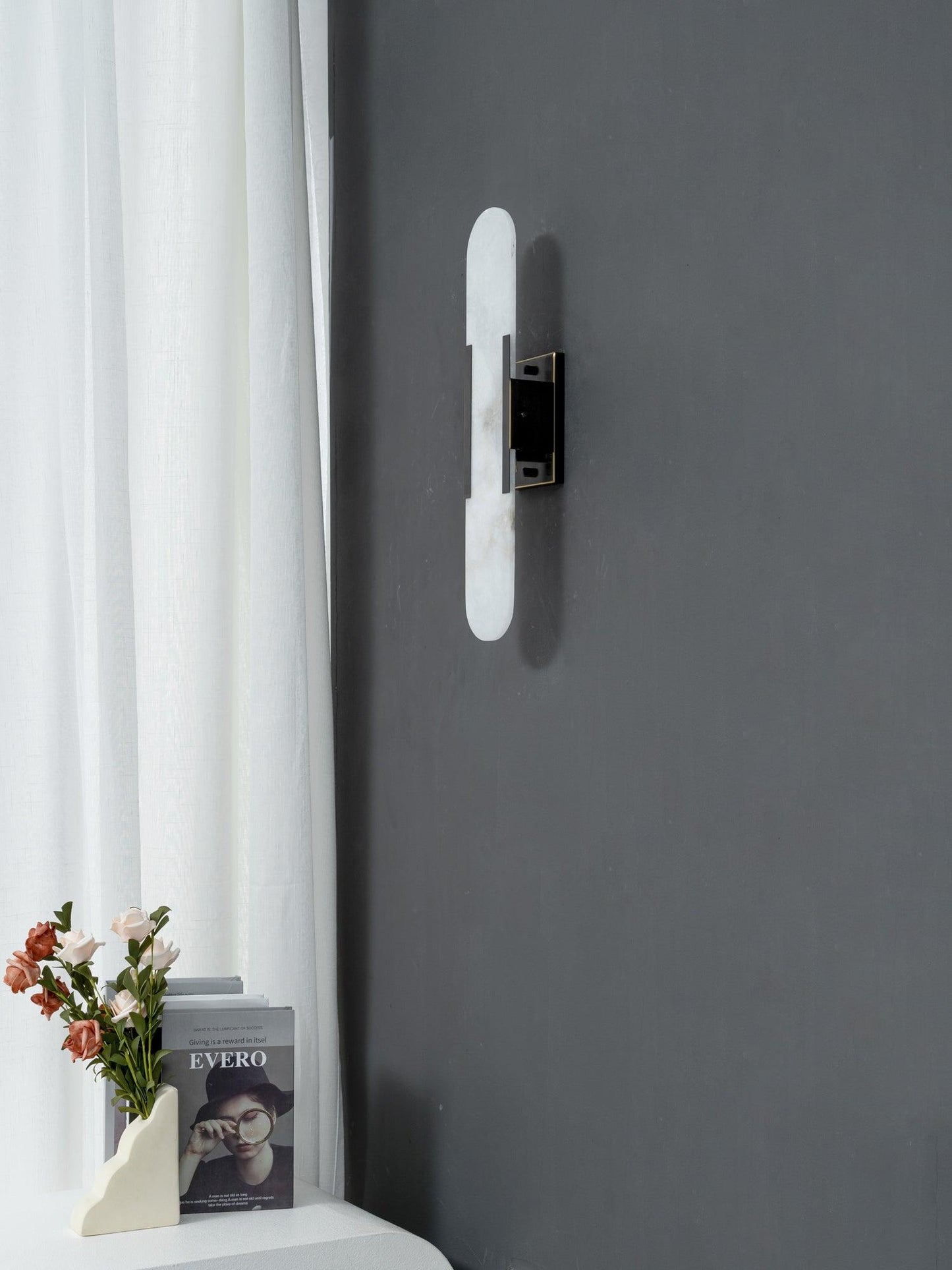 Modern Alabaster Elongated Marble LED Wall Sconce 2-Light