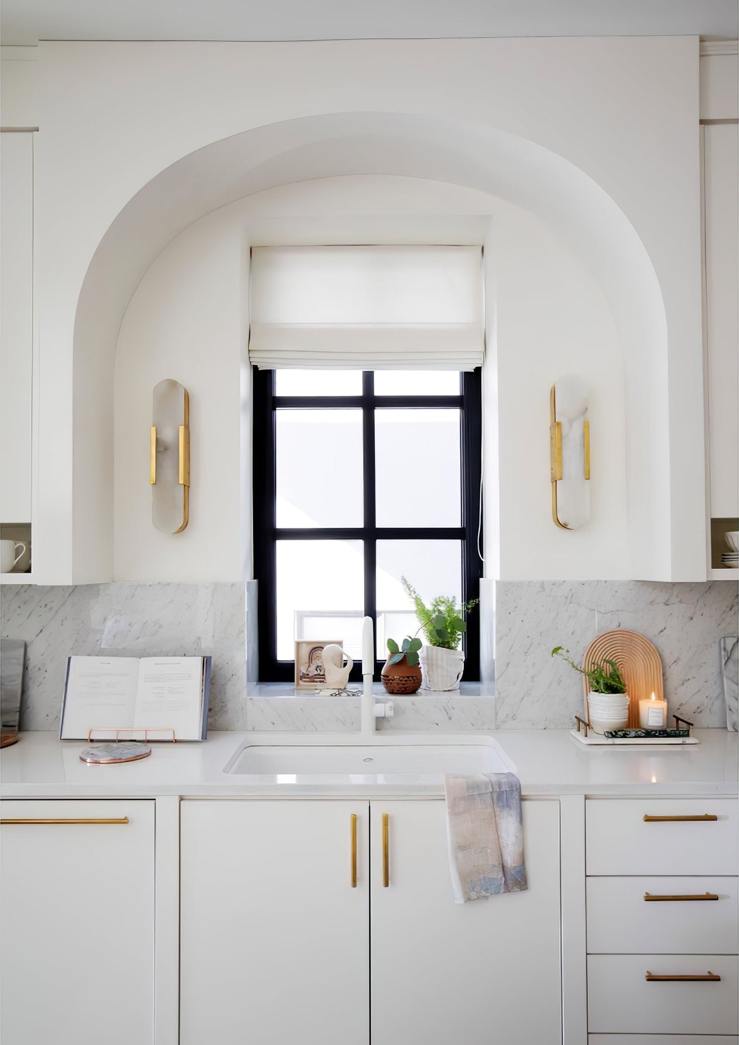 Modern Alabaster Elongated Marble LED Wall Sconce 2-Light