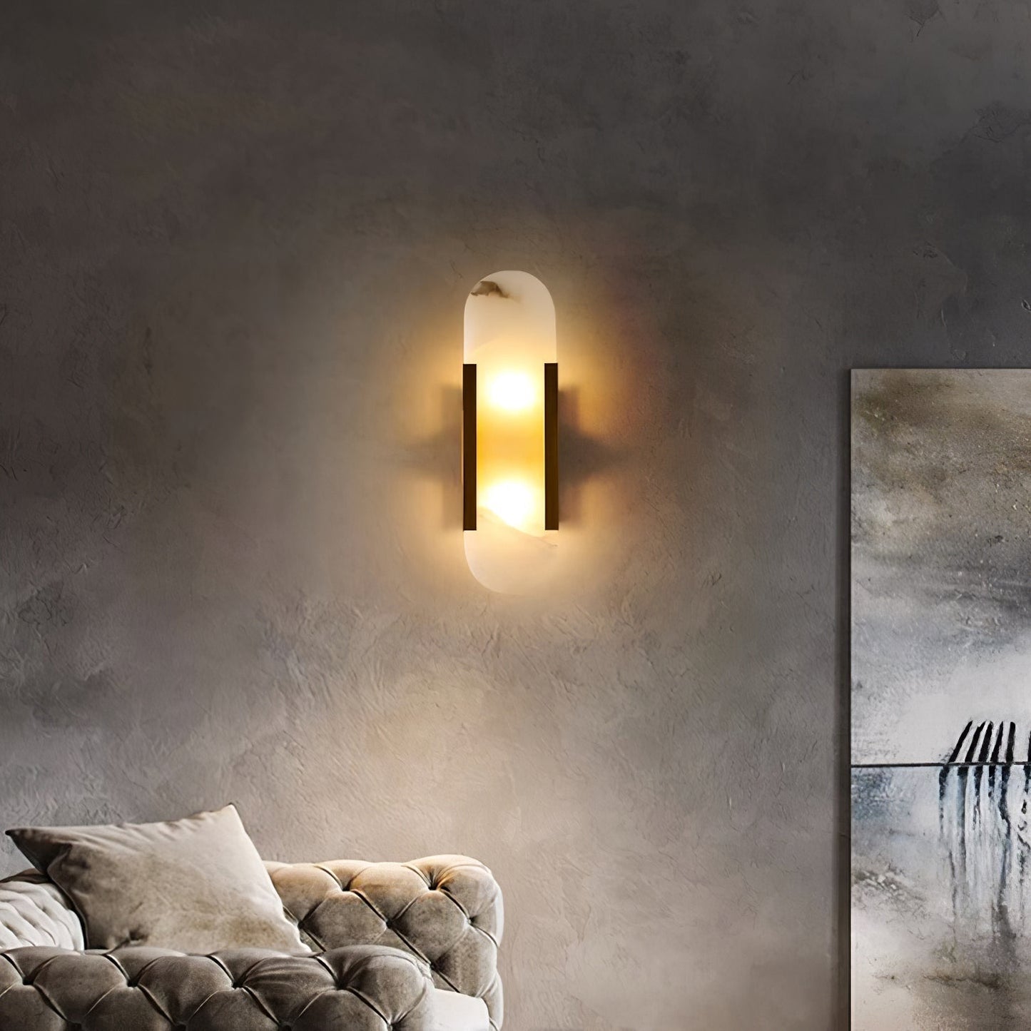 Modern Alabaster Elongated Marble LED Wall Sconce 2-Light
