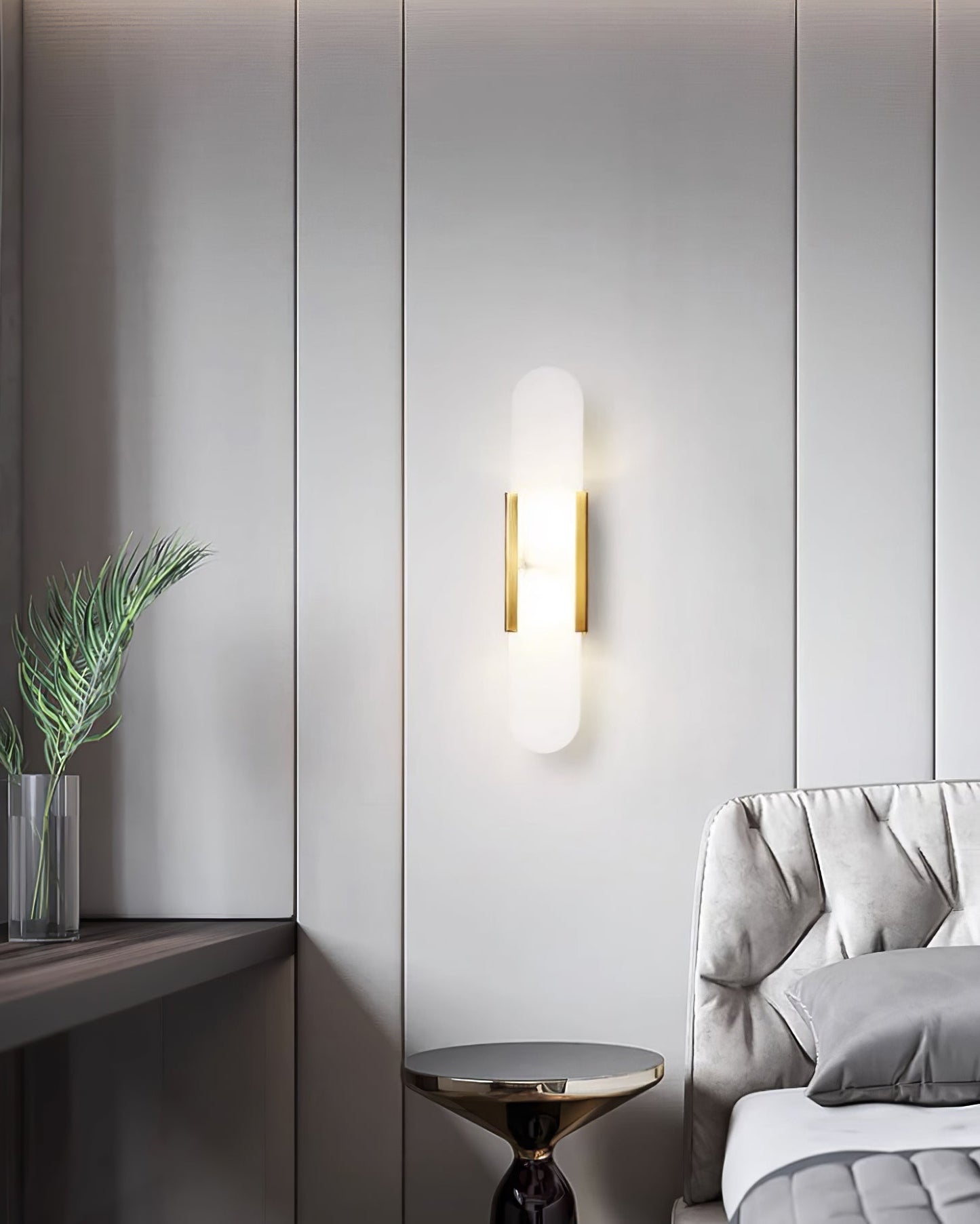 Modern Alabaster Elongated Marble LED Wall Sconce 2-Light