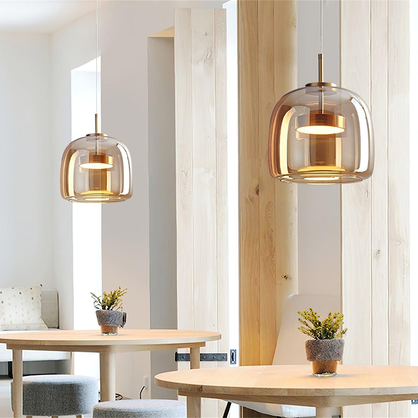 Modern Smoked Glass Dome LED Pendant Light 1-Light