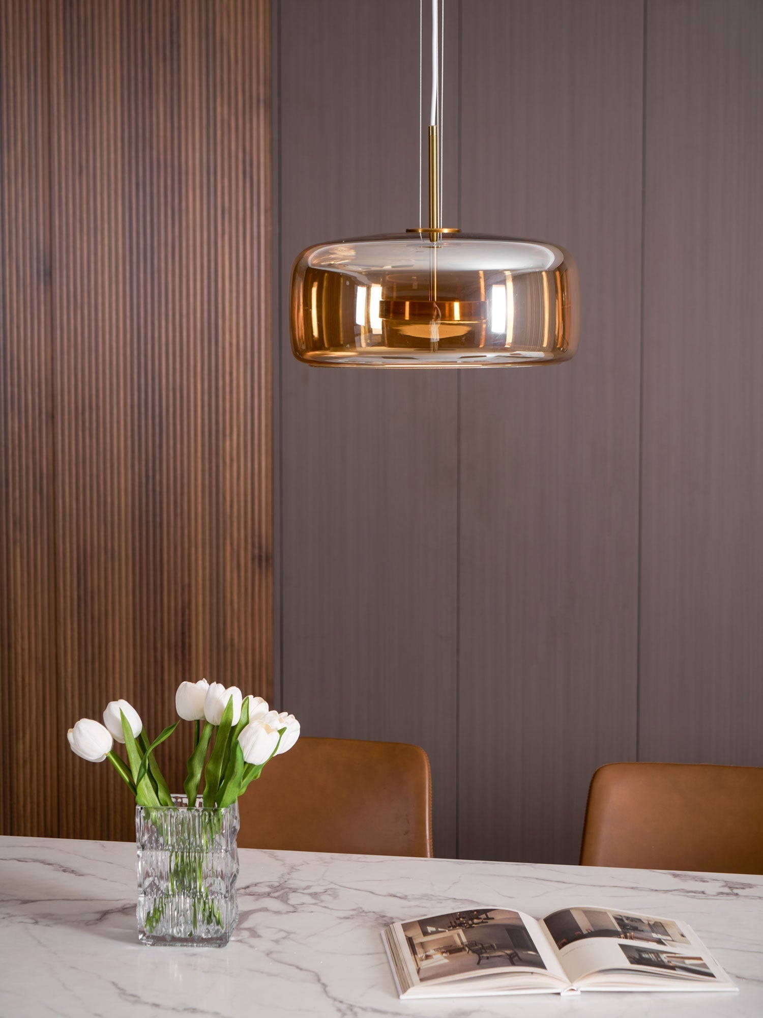 Modern Smoked Glass Dome LED Pendant Light 1-Light