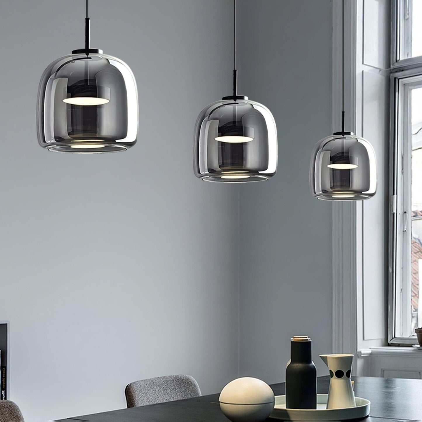 Modern Smoked Glass Dome LED Pendant Light 1-Light