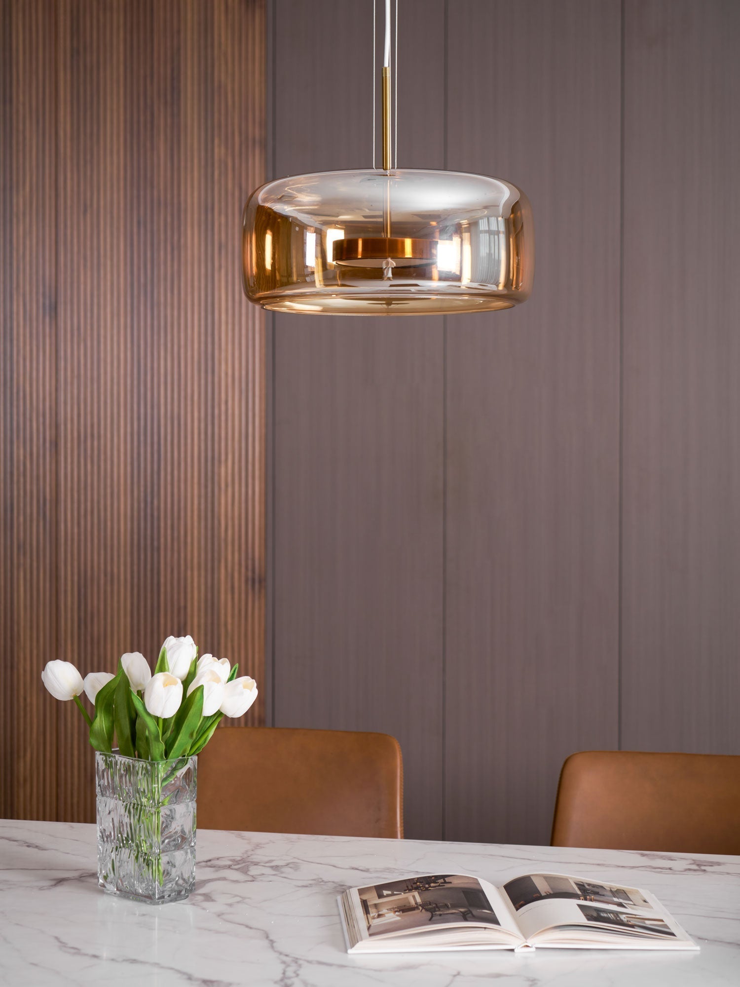 Modern Smoked Glass Dome LED Pendant Light 1-Light
