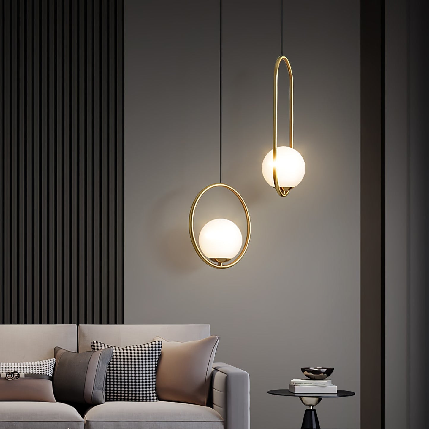 Modern Brass Ring Globe Glass Pendant Light 1-Light