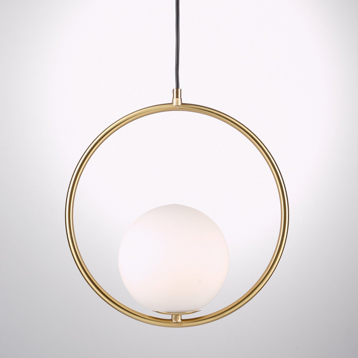 Modern Brass Ring Globe Glass Pendant Light 1-Light